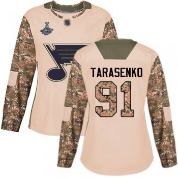 Blues #91 Vladimir Tarasenko Camo Authentic 2017 Veterans Day Stanley Cup Final Bound Women's Stitched Hockey Jersey