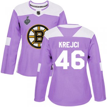 Bruins #46 David Krejci Purple Authentic Fights Cancer Stanley Cup Final Bound Women's Stitched Hockey Jersey