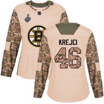 Bruins #46 David Krejci Camo Authentic 2017 Veterans Day Stanley Cup Final Bound Women's Stitched Hockey Jersey