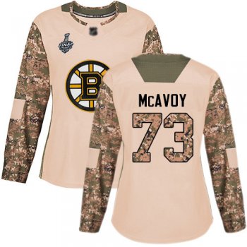 Bruins #73 Charlie McAvoy Camo Authentic 2017 Veterans Day Stanley Cup Final Bound Women's Stitched Hockey Jersey