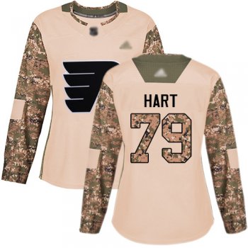 Adidas Flyers #79 Carter Hart Camo Authentic 2017 Veterans Day Women's Stitched NHL Jersey