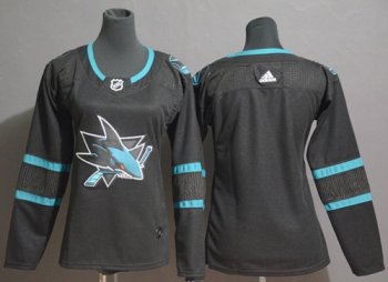 Adidas Sharks Blank Black Alternate Authentic Women's Stitched NHL Jersey