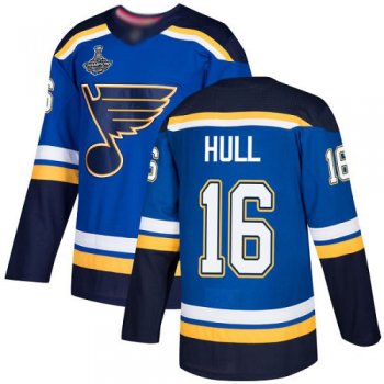 Youth Blues #16 Brett Hull Blue Home Authentic Stanley Cup Final Bound Stitched Youth Hockey Jersey