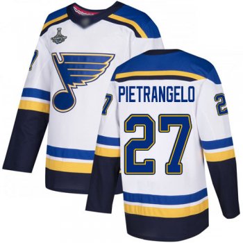 Youth Blues #27 Alex Pietrangelo White Road Authentic Stanley Cup Champions Stitched Youth Hockey Jersey