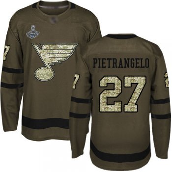 Youth Blues #27 Alex Pietrangelo Green Salute to Service Stanley Cup Champions Stitched Youth Hockey Jersey