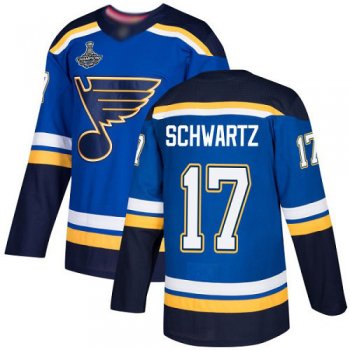 Youth Blues #17 Jaden Schwartz Blue Home Authentic Stanley Cup Champions Stitched Youth Hockey Jersey