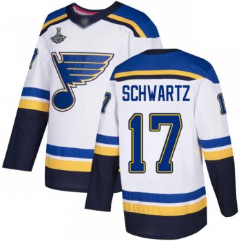 Youth Blues #17 Jaden Schwartz White Road Authentic Stanley Cup Final Bound Stitched Youth Hockey Jersey