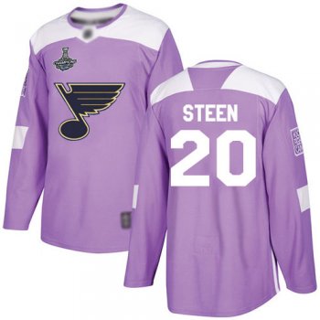 Youth Blues #20 Alexander Steen Purple Authentic Fights Cancer Stanley Cup Champions Stitched Youth Hockey Jersey