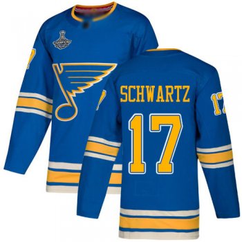 Youth Blues #17 Jaden Schwartz Blue Alternate Authentic Stanley Cup Champions Stitched Youth Hockey Jersey