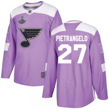 Youth Blues #27 Alex Pietrangelo Purple Authentic Fights Cancer Stanley Cup Champions Stitched Youth Hockey Jersey