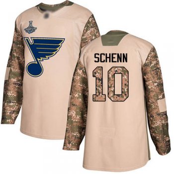 Youth Blues #10 Brayden Schenn Camo Authentic 2017 Veterans Day Stanley Cup Final Bound Stitched Youth Hockey Jersey