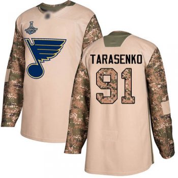 Youth Blues #91 Vladimir Tarasenko Camo Authentic 2017 Veterans Day Stanley Cup Champions Stitched Youth Hockey Jersey