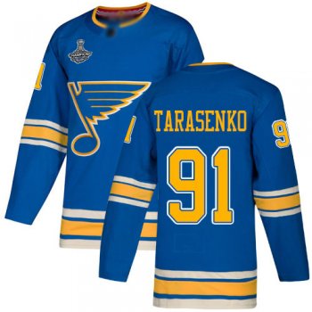 Youth Blues #91 Vladimir Tarasenko Blue Alternate Authentic Stanley Cup Champions Stitched Youth Hockey Jersey