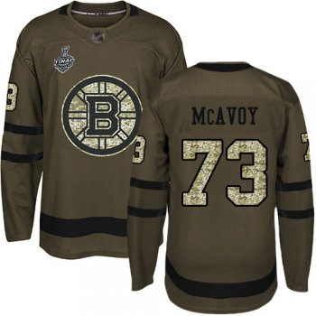 Youth Bruins #73 Charlie McAvoy Green Salute to Service Stanley Cup Final Bound Youth Stitched Hockey Jersey