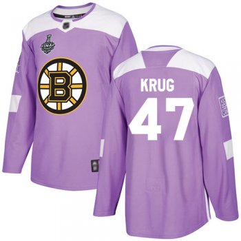 Youth Bruins #47 Torey Krug Purple Authentic Fights Cancer Stanley Cup Final Bound Youth Stitched Hockey Jersey