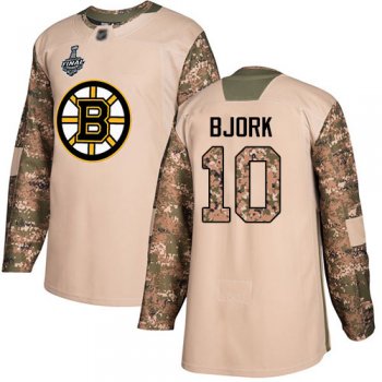 Youth Bruins #10 Anders Bjork Camo Authentic 2017 Veterans Day Stanley Cup Final Bound Youth Stitched Hockey Jersey