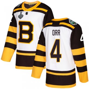 Youth Bruins #4 Bobby Orr White Authentic 2019 Winter Classic Stanley Cup Final Bound Youth Stitched Hockey Jersey