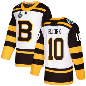 Youth Bruins #10 Anders Bjork White Authentic 2019 Winter Classic Stanley Cup Final Bound Youth Stitched Hockey Jersey