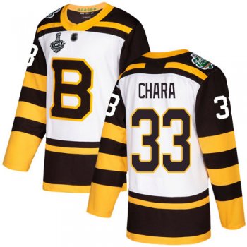 Youth Bruins #33 Zdeno Chara White Authentic 2019 Winter Classic Stanley Cup Final Bound Youth Stitched Hockey Jersey