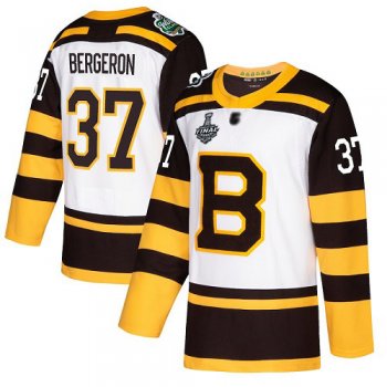 Youth Bruins #37 Patrice Bergeron White Authentic 2019 Winter Classic Stanley Cup Final Bound Youth Stitched Hockey Jersey