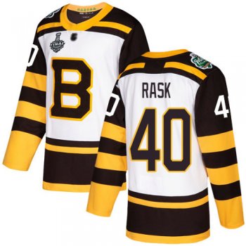 Youth Bruins #40 Tuukka Rask White Authentic 2019 Winter Classic Stanley Cup Final Bound Youth Stitched Hockey Jersey