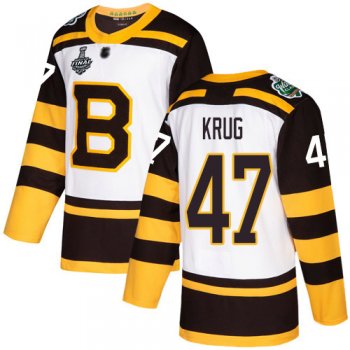 Youth Bruins #47 Torey Krug White Authentic 2019 Winter Classic Stanley Cup Final Bound Youth Stitched Hockey Jersey