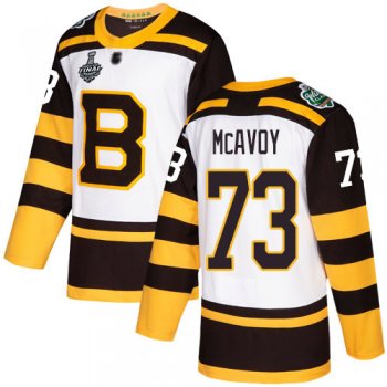 Youth Bruins #73 Charlie McAvoy White Authentic 2019 Winter Classic Stanley Cup Final Bound Youth Stitched Hockey Jersey