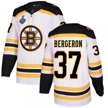 Youth Bruins #37 Patrice Bergeron White Road Authentic Stanley Cup Final Bound Youth Stitched Hockey Jersey