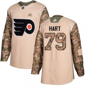 Youth Adidas Flyers #79 Carter Hart Camo Authentic 2017 Veterans Day Stitched Youth NHL Jersey