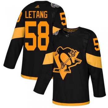 Youth Adidas Penguins #58 Kris Letang Black Authentic 2019 Stadium Series Stitched Youth NHL Jersey