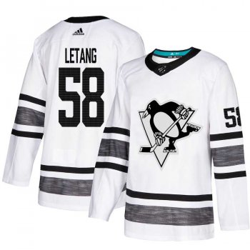 Youth Adidas Penguins #58 Kris Letang White Authentic 2019 All-Star Stitched Youth NHL Jersey