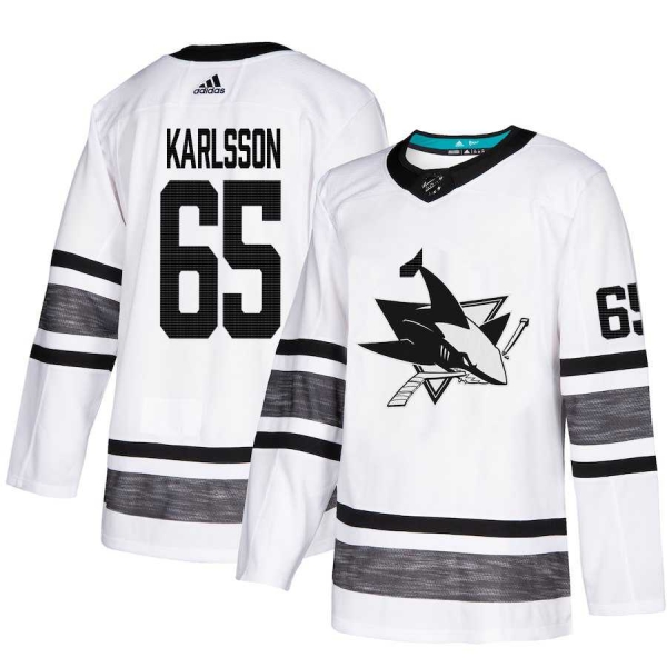 Youth Adidas Sharks #65 Erik Karlsson White Authentic 2019 All-Star Stitched Youth NHL Jersey