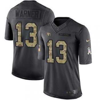 Nike Arizona Cardinals #13 Kurt Warner Black Men's Stitched NFL Limited 2016 Salute to Service Jersey