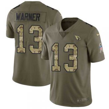 Nike Arizona Cardinals #13 Kurt Warner Olive Camo Men's Stitched NFL Limited 2017 Salute to Service Jersey