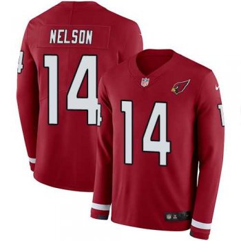 Nike Arizona Cardinals #14 J.J. Nelson Red Team Color Men's Stitched NFL Limited Therma Long Sleeve Jersey