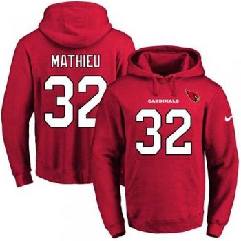 Nike Arizona Cardinals #32 Tyrann Mathieu Red Name & Number Pullover NFL Hoodie