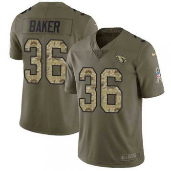 Nike Arizona Cardinals #36 Budda Baker Olive Camo Men's Stitched NFL Limited 2017 Salute to Service Jersey