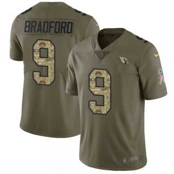 Nike Arizona Cardinals #9 Sam Bradford Olive Camo Men's Stitched NFL Limited 2017 Salute to Service Jersey