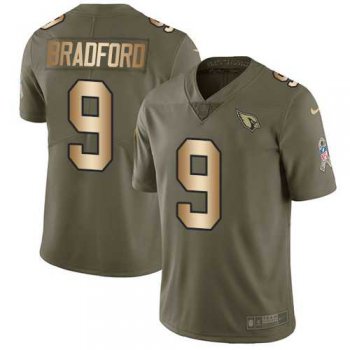 Nike Arizona Cardinals #9 Sam Bradford Olive Gold Men's Stitched NFL Limited 2017 Salute to Service Jersey