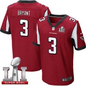 Nike Atlanta Falcons #3 Matt Bryant Red Team Color Super Bowl LI 51 Men's Stitched NFL Elite Jersey