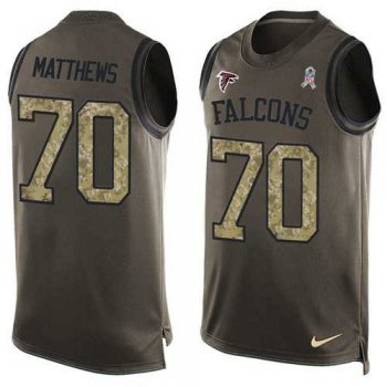 Nike Atlanta Falcons #70 Jake Matthews Green Men's Stitched NFL Limited Salute To Service Tank Top Jersey