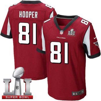 Nike Atlanta Falcons #81 Austin Hooper Red Team Color Super Bowl LI 51 Men's Stitched NFL Elite Jersey