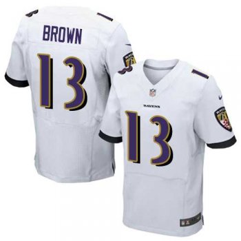 Nike Baltimore Ravens #13 John Brown White Men's Stitched NFL New Elite Jersey