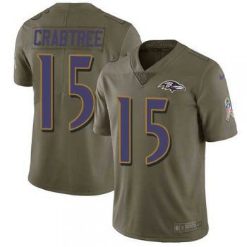 Nike Baltimore Ravens #15 Michael Crabtree Olive Men's Stitched NFL Limited 2017 Salute To Service Jersey