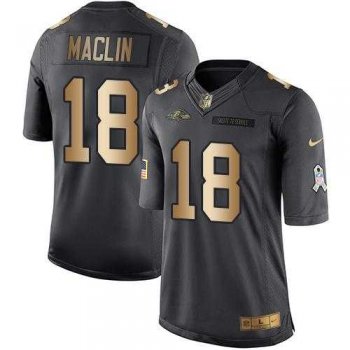 Nike Baltimore Ravens #18 Jeremy Maclin Black Men's Stitched NFL Limited Gold Salute To Service Jersey