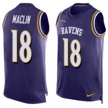 Nike Baltimore Ravens #18 Jeremy Maclin Purple Team Color Men's Stitched NFL Limited Tank Top Jersey