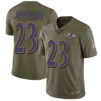 Nike Baltimore Ravens #23 Tony Jefferson Olive Men's Stitched NFL Limited 2017 Salute To Service Jersey