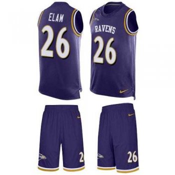 Nike Baltimore Ravens #26 Matt Elam Purple Team Color Men's Stitched NFL Limited Tank Top Suit Jersey