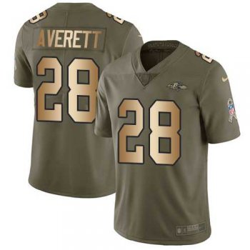 Nike Baltimore Ravens #28 Anthony Averett Olive Gold Men's Stitched NFL Limited 2017 Salute To Service Jersey