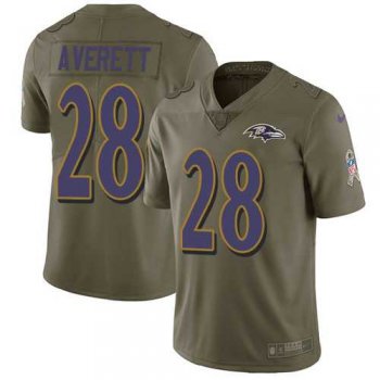 Nike Baltimore Ravens #28 Anthony Averett Olive Men's Stitched NFL Limited 2017 Salute To Service Jersey